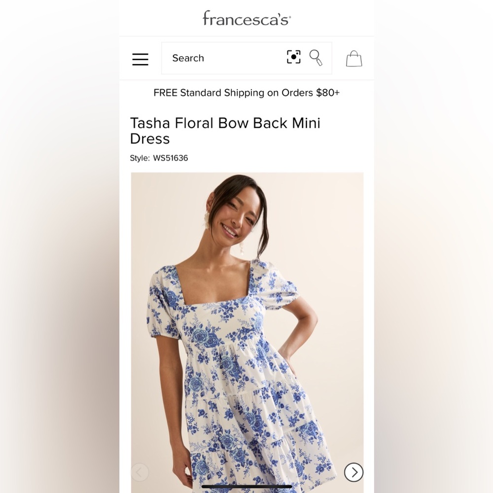 Francesca's White and Blue Floral Dress